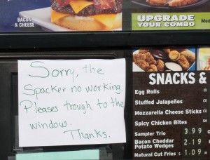 Sign at fast food restaurant in San Luis, AZ